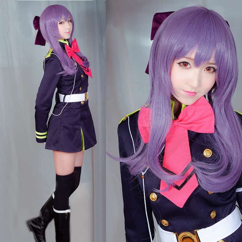 Noble Owari no Seraph Shinoa Hiragi Purple Costume Wig 6