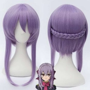 Seraph of the end Hiiragi Shinoa Wigs Light Purple Heat Resistant Synthetic Hair Perucas Cosplay Wig + Wig Cap + Bowknot Hairpin 2