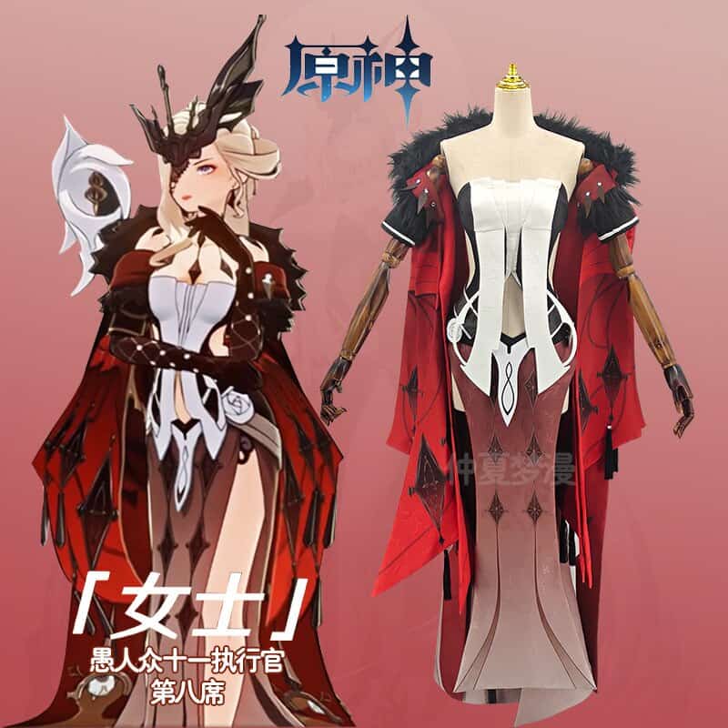 Genshin Impact Fatui Executive Officer NPC Cosplay Costume Game Suit Uniform Halloween Outfit Women Fatui Executive Officer wig 3