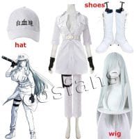 Anime White Blood Cell Cosplay Costume Cells at Work CODE BLACK Cosplay Costume Women Uniform Costume Halloween Hat Shoes Wigs 1