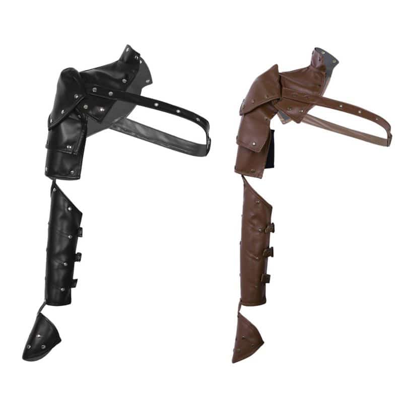Unisex Gothic Steampunk PU Single Shoulder Armors Arm Strap Set Adjustable Metal Rivets Shoulder Strap Cosplay Costume Accessory 1