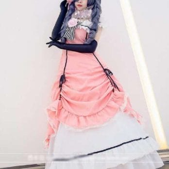 Ciel Phantomhive Cos anime Kuroshitsuji Black Butler pink Cosplay Costume Women girls Halloween fancy dress+hat+gloves+neck 6