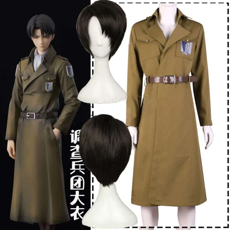 Attack on Titan Season 3 Eren Cosplay Costume Scouting Legion Soldier Officer Uniform Adult Men Halloween Trench Clothing Wigs 1
