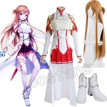 Sword Art Online Asuna Yuuki Cosplay Costumes Uniform for Halloween Party Costume SAO Asuna Battle Suit Outfits with Wig Shoes 1