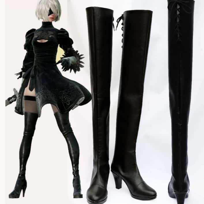 2017 New Game NieR:Automata 2B YoRHa Cosplay Shoes Anime Boots 1