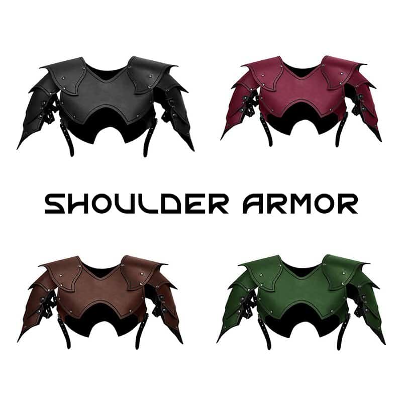 Men Medieval Costume Armors Cosplay Accessory Gothic Knight Warrior PU Leather Harness Rome Fencer Gladiator Shoulder Pauldrons 3