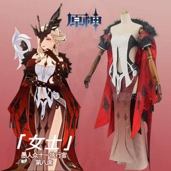 Genshin Impact Fatui Executive Officer NPC Cosplay Costume Game Suit Uniform Halloween Outfit Women Fatui Executive Officer wig 4