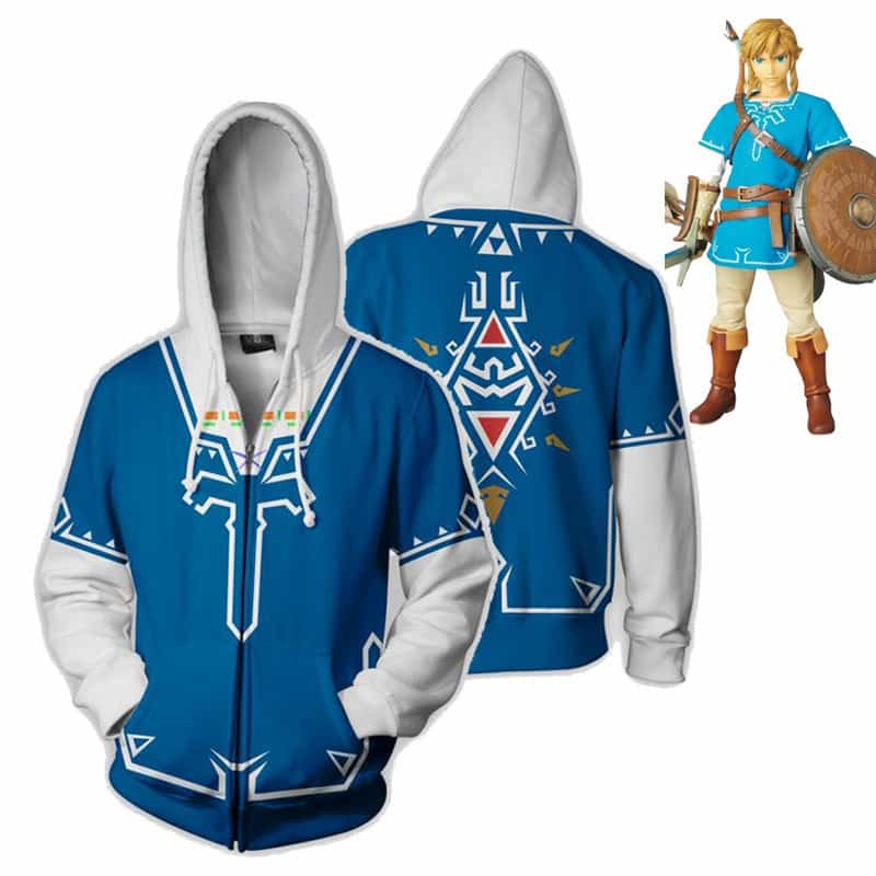 CostumeBuy Zelda Cosplay Set Fighting suit Sweater 3D Sword Link Costume Zipper Hoodie Jacket Plus size 5XL 1