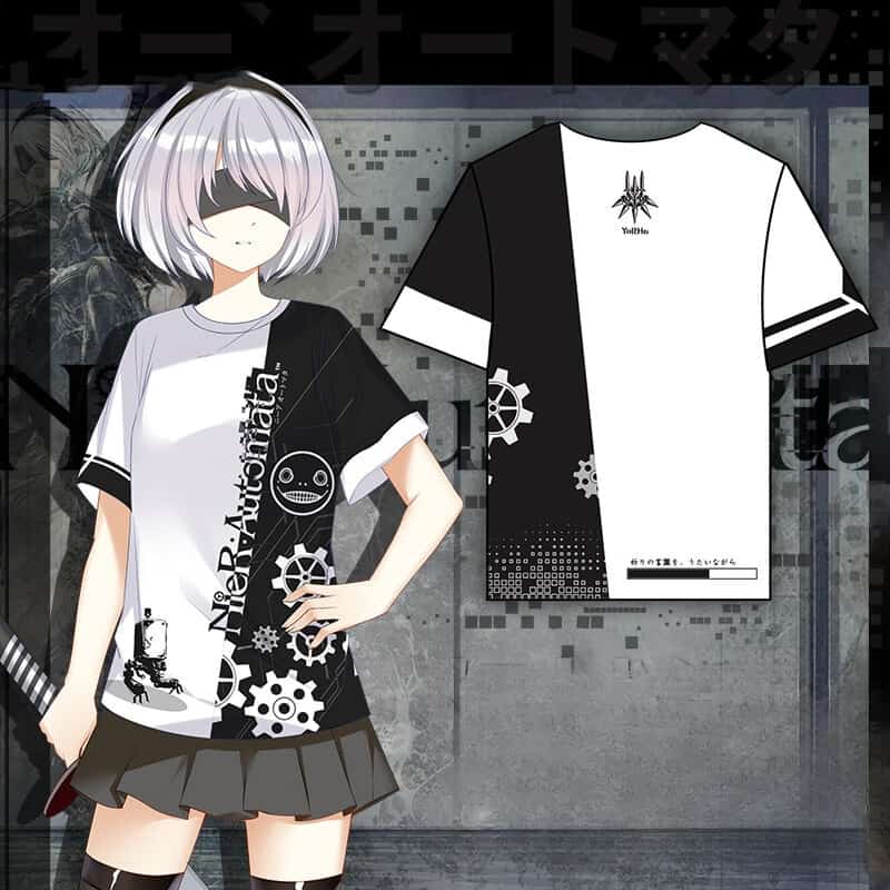 Anime NieR:Automata YoRHa NO 2B Theme Cosplay Fashion T-shirt Fashion Pullovers Short Sleeve Tee Tops Casual Summer Unisex 1