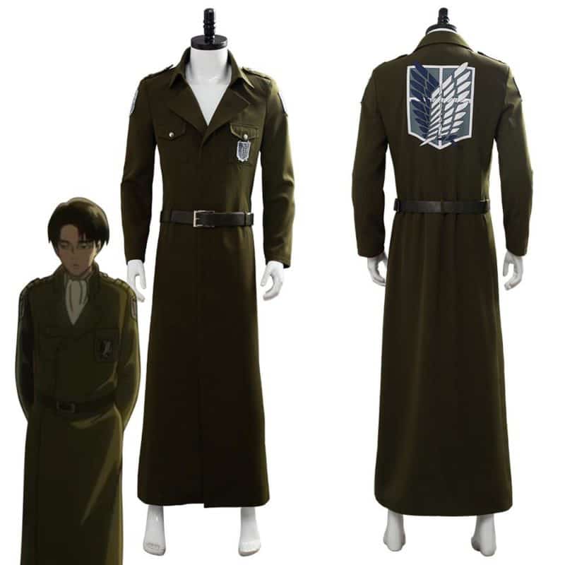 Attack on Titan Cosplay Levi Costume Scouting Legion Soldier Coat Trench Jacket Adult Men Halloween Carnival Clothing 1