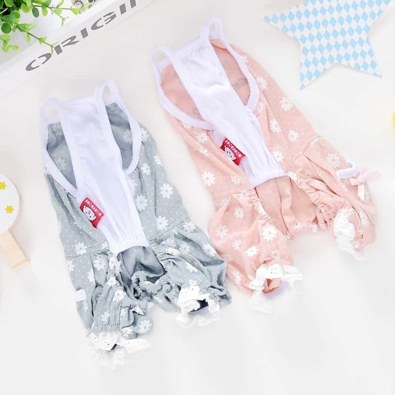Designer Pet Clothing For Dog Animal Newest Lace Floral Yorkshire Chihuahua Summer Cooling Costume Overall For Puppy Cat Goods 2