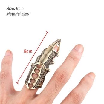 2020 NEW Cool Boys Punk Gothic Rock Scroll Joint Armor Knuckle Metal Full Finger Ring Gold Cospaly DIY Ring Halloween decoration 5