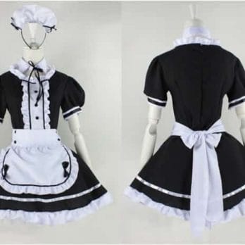 2021 Black Cute Lolita Maid Costumes French Maid Dress Girls Woman Amine Cosplay Costume Waitress Maid Party Stage Costumes 2