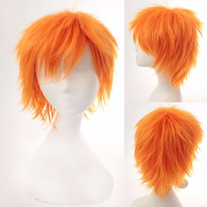 BLEACH Kurosaki Ichigo Pain Short Fluffy Layered Cosplay Wigs for Man Boys Heat Resistant Synthetic Hair + Wig Cap 1