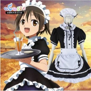 2021 Black Cute Lolita Maid Costumes French Maid Dress Girls Woman Amine Cosplay Costume Waitress Maid Party Stage Costumes 3