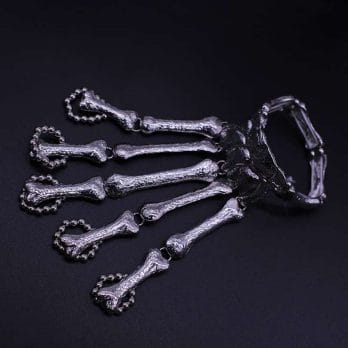 Nightclub Gothic Punk Skull Finger Bracelets for Women Skeleton Bone Hand Bracelets Bangles 2020 Christmas Halloween Gift 4