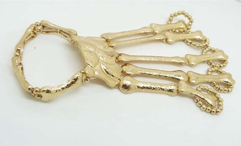 Gothic punk skeleton bone finger bracelet for women 10
