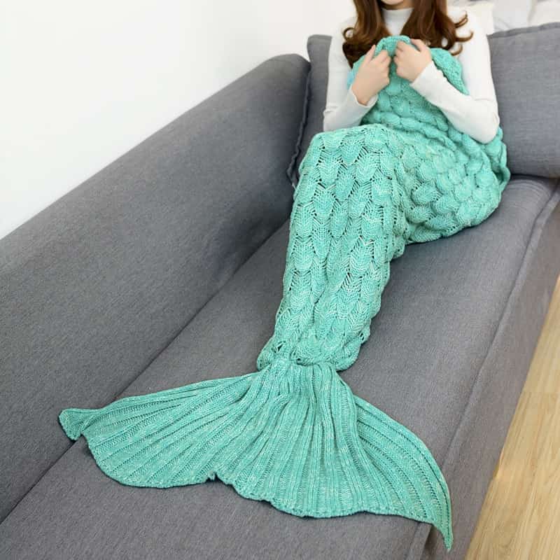 Knitted Mermaid Sofa Covers - Colorful Fish Tail Blanket Gifts for Girls 6