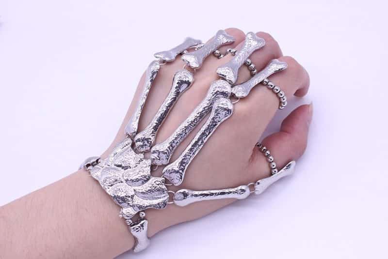 Gothic punk skeleton bone finger bracelet for women 9