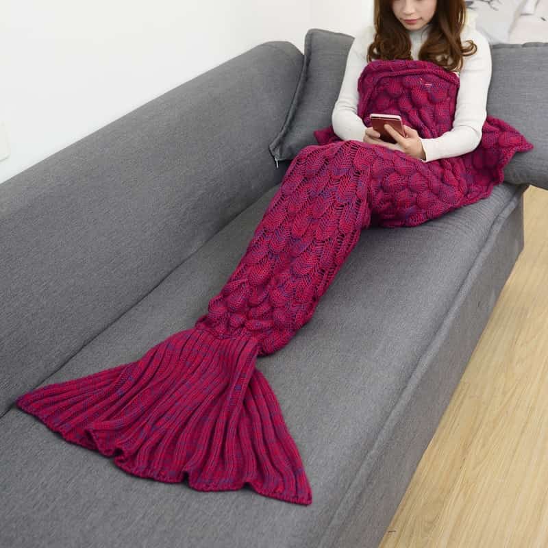 CAMMITEVER 17 Colors Mermaid Blanket Blankets Knitting Fish Tail Blanket Sofa Cover Birthday Gifts For Girls 6
