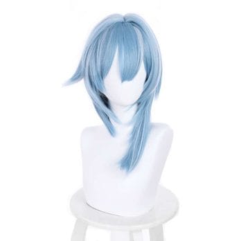 Anime Genshin Impact Eula Wig Cosplay Costume Women 38cm Blue Heat Resistant Synthetic Hair Wigs Halloween Carnival Role Play 1