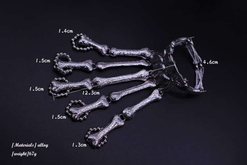 Gothic punk skeleton bone finger bracelet for women 8