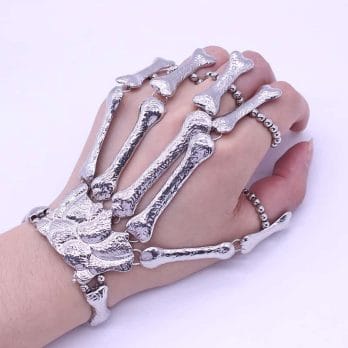 Nightclub Gothic Punk Skull Finger Bracelets for Women Skeleton Bone Hand Bracelets Bangles 2020 Christmas Halloween Gift 1