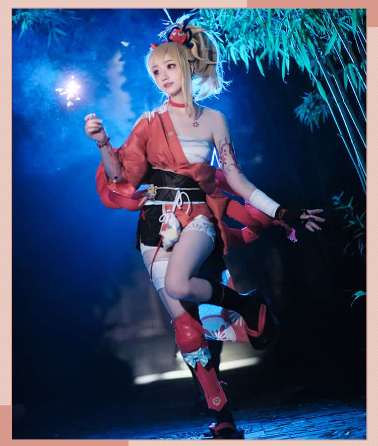 Game Genshin Impact Yoimiya Cosplay Costume Female Fashion Combat Uniform Activity Party Role Play Clothing XS-XXL New Product 65