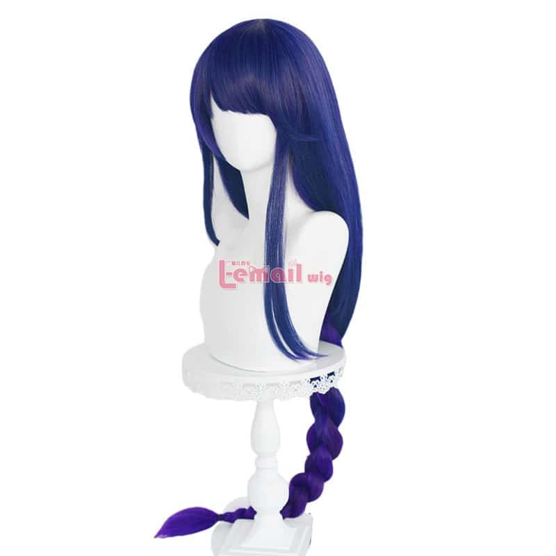 L-email wig Genshin Impact Baal Cosplay Wig Raiden Shogun Cosplay Wig 100cm Long Graident Purple Braided Wigs Synthetic Hair 2