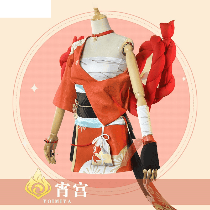 Game Genshin Impact Yoimiya Cosplay Costume Female Fashion Combat Uniform Activity Party Role Play Clothing XS-XXL New Product 5