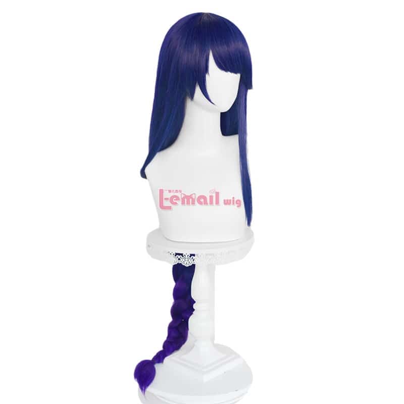 L-email wig Genshin Impact Baal Cosplay Wig Raiden Shogun Cosplay Wig 100cm Long Graident Purple Braided Wigs Synthetic Hair 3