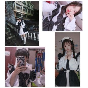 Women Maid Outfit Anime Long Dress Black and White Apron Lolita Dresses Men Cafe Cosplay Costume Горничная Mucama 5