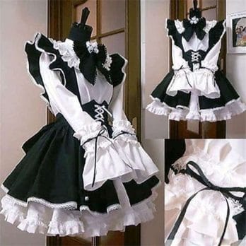 Women Maid Outfit Anime Long Dress Black and White Apron Lolita Dresses Men Cafe Cosplay Costume Горничная Mucama 2