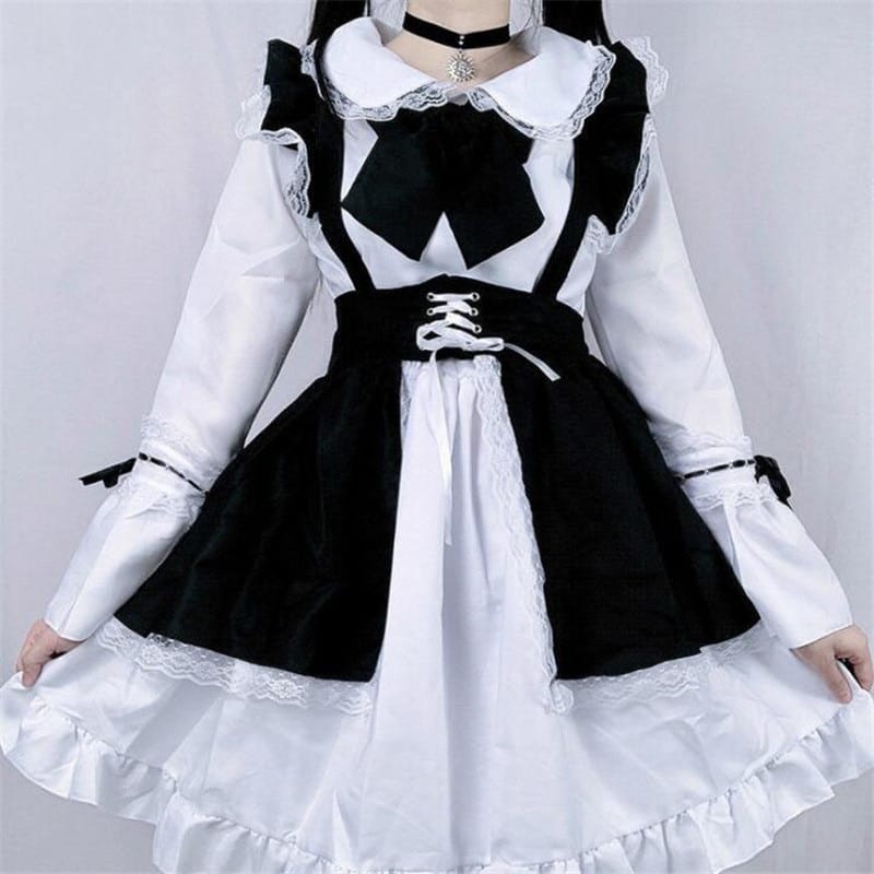 Maid Outfit langarm Maid Boy Girl Cosplay 5