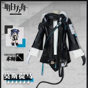 Anime! Arknights Mostima RHODES ISLAND Combat Gear Sorceress Uniform Cosplay Costume Halloween Daily Outfit Women Wigs and shoes 5