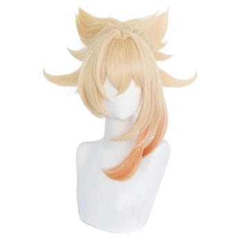 Yoimiya Cosplay Wig Game Genshin Impact Yoimiya Blond Orange Ponytail Fake Hair Halloween Party Role Play Wigs 2