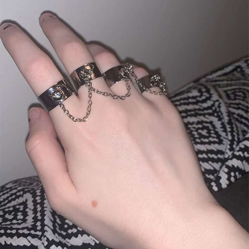 Aesthetic Rings with chain Egirl Eboy 1