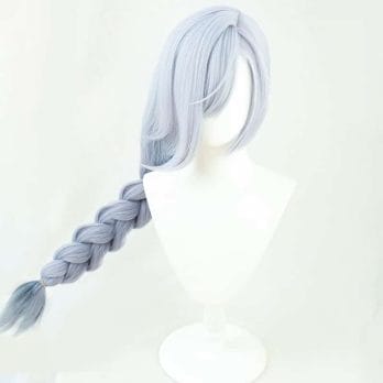 Game Genshin Impact Shenhe Cosplay Wig Blue White Color Long Braids Headwear Heat Resistant Synthetic Hair 2