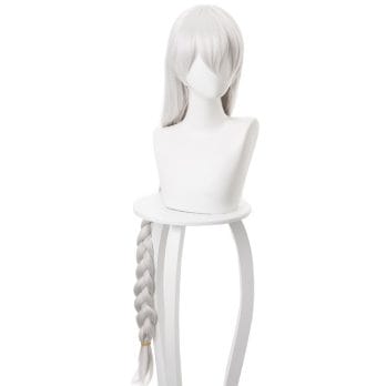 Anime Game Arknights Cosplay Specter Costume Wigs for Adult Long Silver White Twist Braid Synthetic Hair Halloween Role Play Wig 5