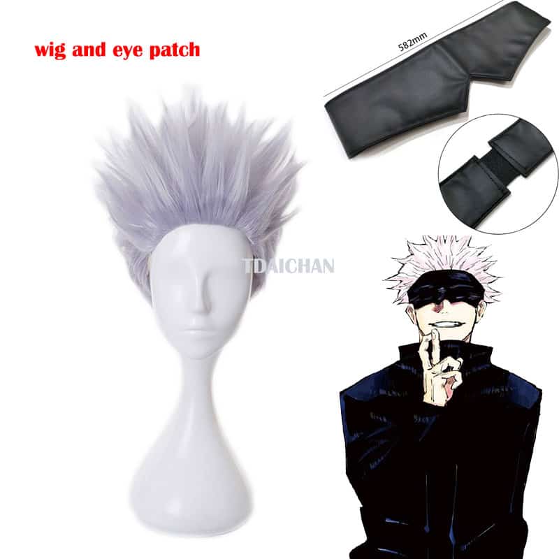 Gojo Satoru Cosplay Wigs Anime Jujutsu Kaisen Gojo Short Heat Resistant Synthetic Hair with Wig Cap Party Wig Without Eye Patch 2