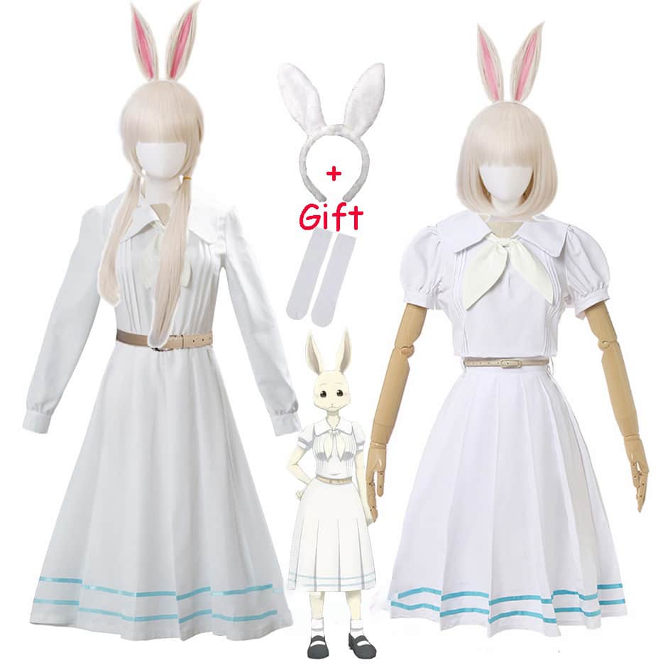 New Anime Cosplay Beastars Haru Costume Lolita Dress Wig Ears Women Japanese School Uniform White Rabbit Halloween Costume 1