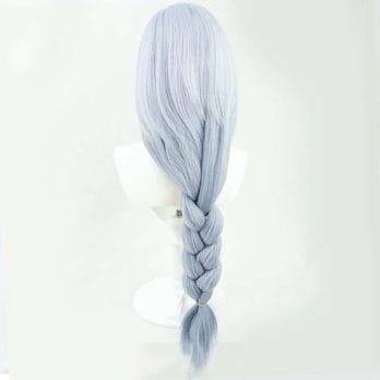Game Genshin Impact Shenhe Cosplay Wig Blue White Color Long Braids Headwear Heat Resistant Synthetic Hair 5