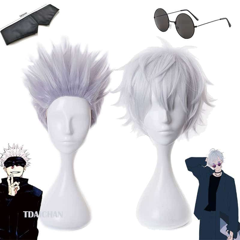 Gojo Satoru Cosplay Wigs Anime Jujutsu Kaisen Gojo Short Heat Resistant Synthetic Hair with Wig Cap Party Wig Without Eye Patch 1