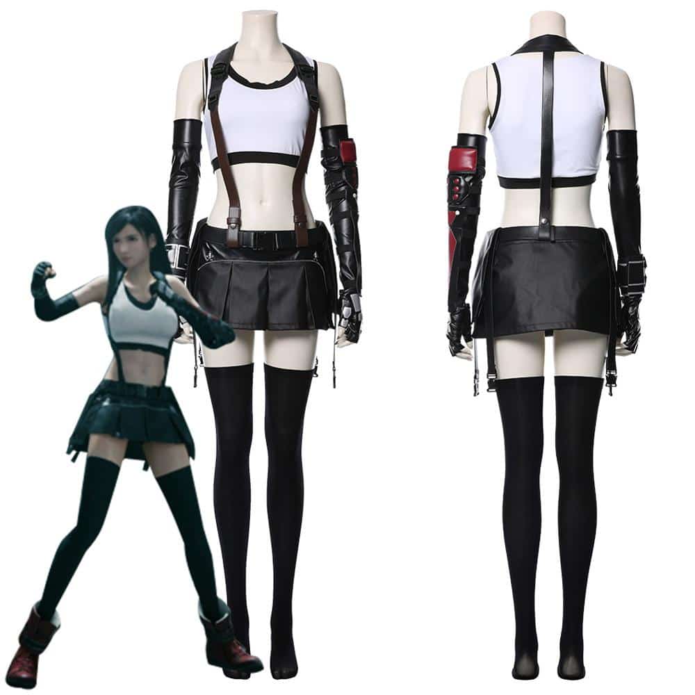Final Fantasy VII Cosplay Tifa Lockhart Cosplay Costume Women Girl Outfit Sports Vest Skirt  Full Set Halloween Carnival 1