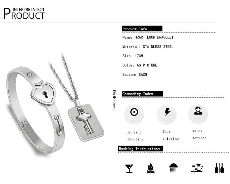 Couple Armband mit Schloss und Halskette mit Schlüssel Partnerarmband 2