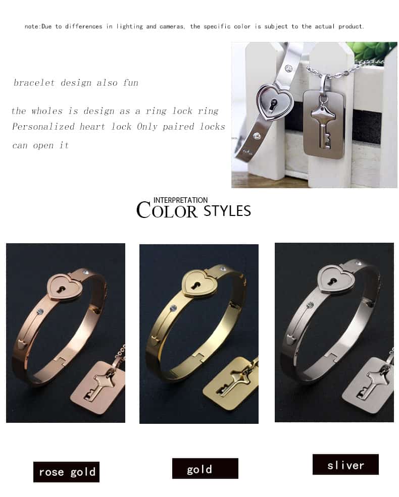 Couple Armband mit Schloss und Halskette mit Schlüssel Partnerarmband 3
