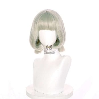 ROLECOS Game Genshin Impact Sayu Cosplay Wig 30cm Sayu Wig for Woman Cosplay Wig Silver Headwear Heat Resistant Synthetic Hair 3