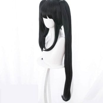 DATE A LIVE Tokisaki Kurumi Cosplay Wigs High-temperature Fiber Synthetic Hair Black Hair with Ponytails + free hair net 2