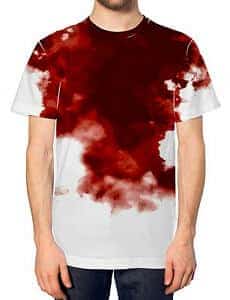 Red stains on a white shirt