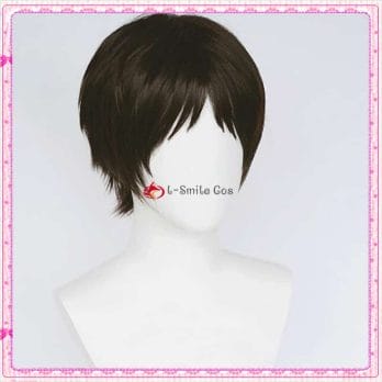 Anime Cosplay Shinji Ikari Wig Cosplay Wigs Ikari Short Brown Black Heat Resistant Synthetic Hair Wig + Wig Cap 4